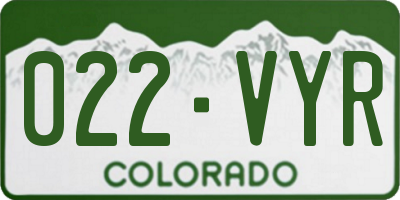 CO license plate 022VYR