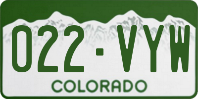 CO license plate 022VYW