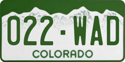 CO license plate 022WAD
