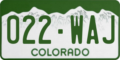 CO license plate 022WAJ