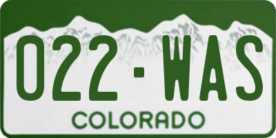 CO license plate 022WAS