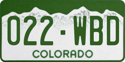 CO license plate 022WBD