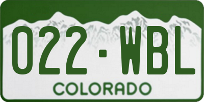 CO license plate 022WBL