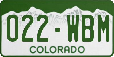 CO license plate 022WBM