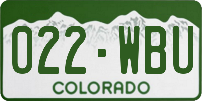 CO license plate 022WBU