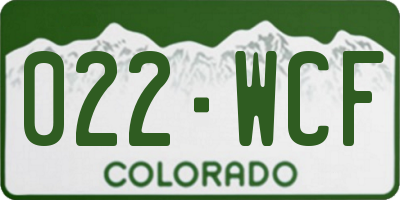 CO license plate 022WCF