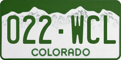 CO license plate 022WCL