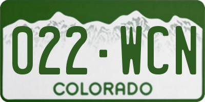 CO license plate 022WCN
