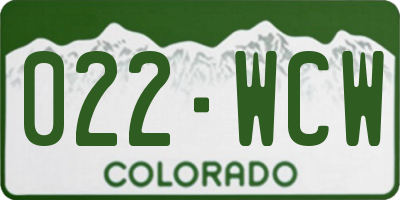CO license plate 022WCW