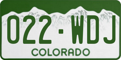 CO license plate 022WDJ