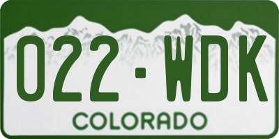 CO license plate 022WDK