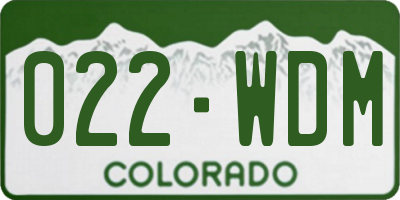 CO license plate 022WDM