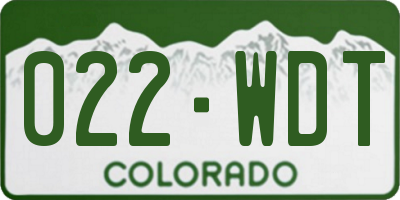 CO license plate 022WDT