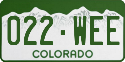 CO license plate 022WEE
