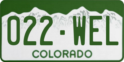 CO license plate 022WEL