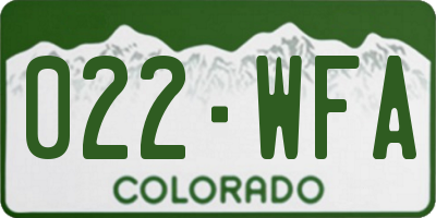 CO license plate 022WFA