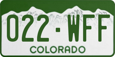 CO license plate 022WFF