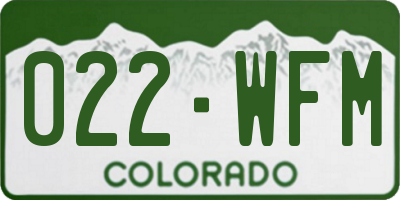CO license plate 022WFM