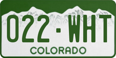 CO license plate 022WHT