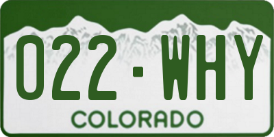CO license plate 022WHY