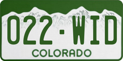 CO license plate 022WID