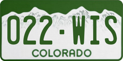 CO license plate 022WIS