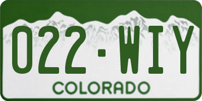 CO license plate 022WIY