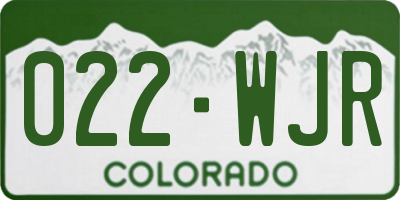 CO license plate 022WJR