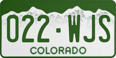 CO license plate 022WJS