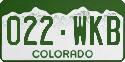 CO license plate 022WKB