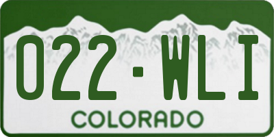 CO license plate 022WLI