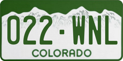 CO license plate 022WNL