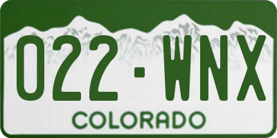 CO license plate 022WNX