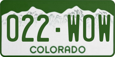 CO license plate 022WOW