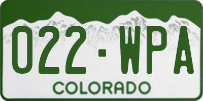 CO license plate 022WPA