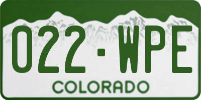 CO license plate 022WPE