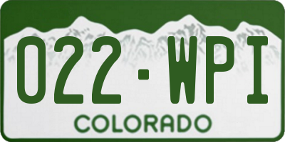 CO license plate 022WPI