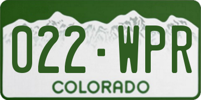 CO license plate 022WPR