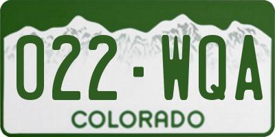 CO license plate 022WQA