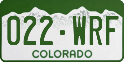 CO license plate 022WRF