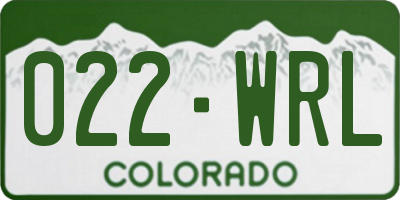 CO license plate 022WRL