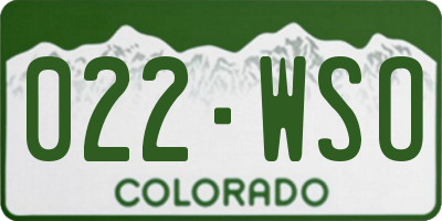 CO license plate 022WSO