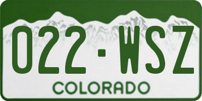 CO license plate 022WSZ