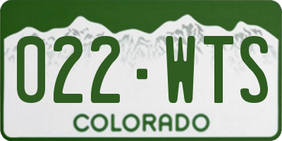 CO license plate 022WTS