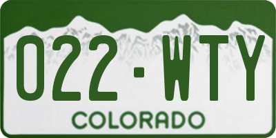 CO license plate 022WTY