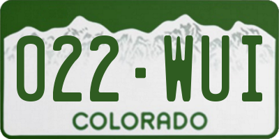 CO license plate 022WUI