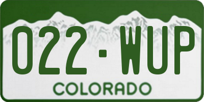 CO license plate 022WUP