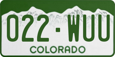 CO license plate 022WUU