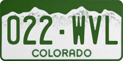 CO license plate 022WVL