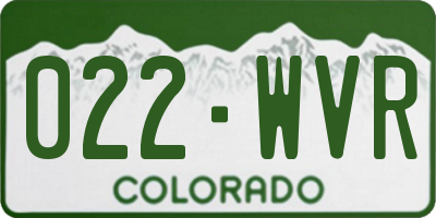 CO license plate 022WVR